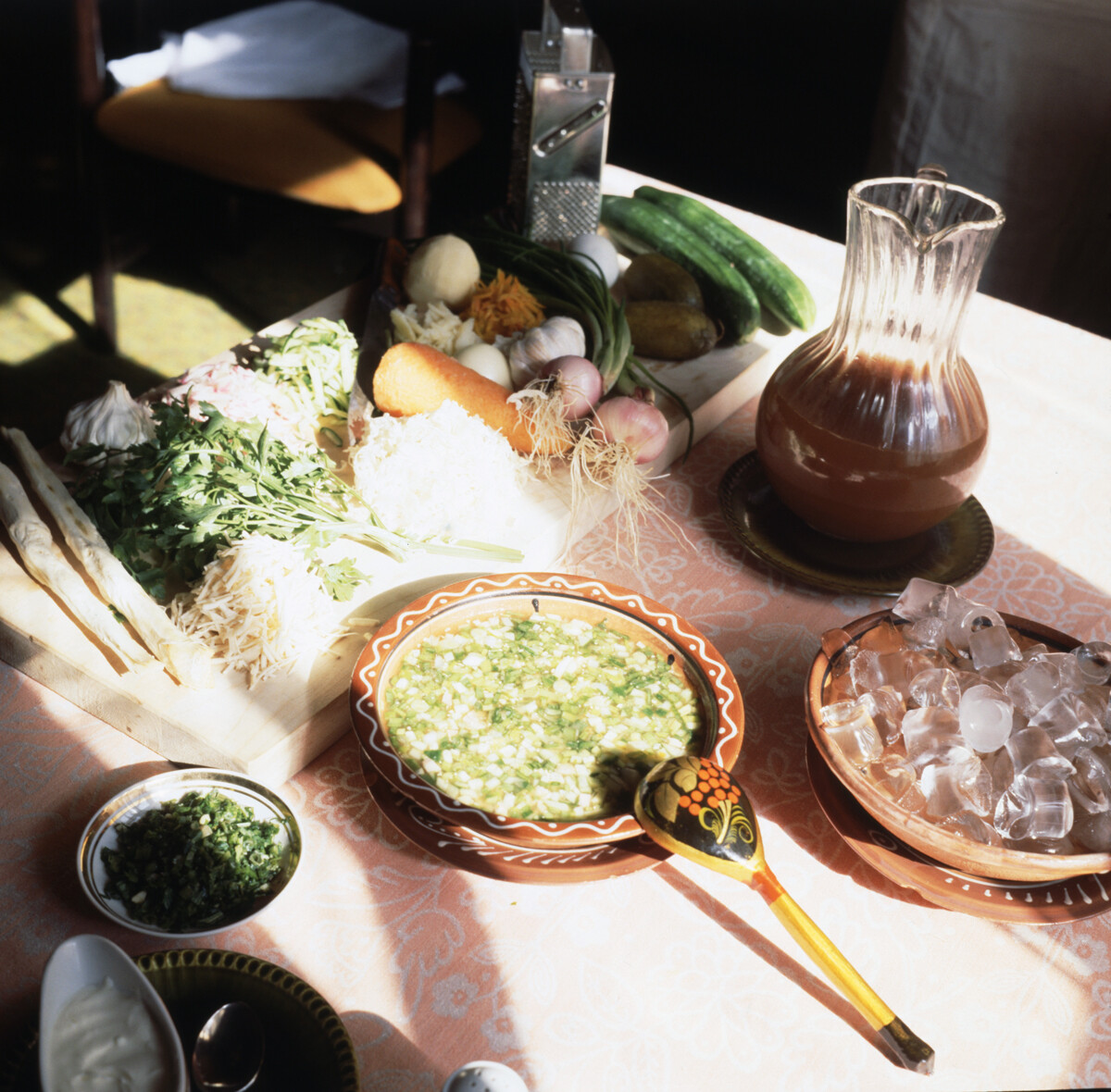 Okroshka, a cold soup with kvass