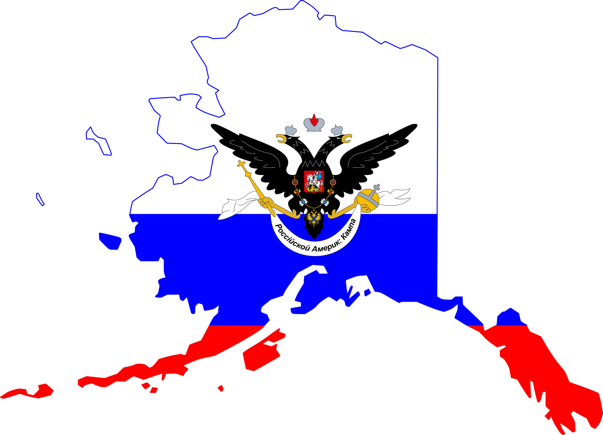 Mapa-bandera de la Compañía Ruso-Americana.