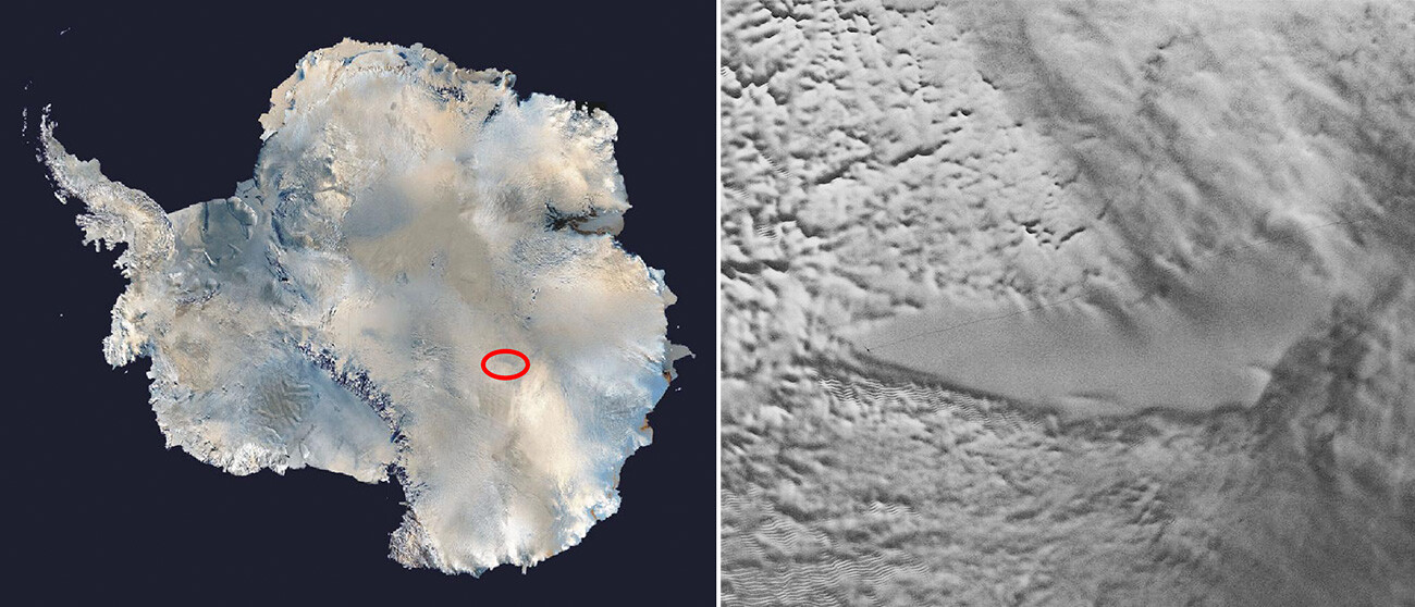 Lago Vostok em imagens de satélite.