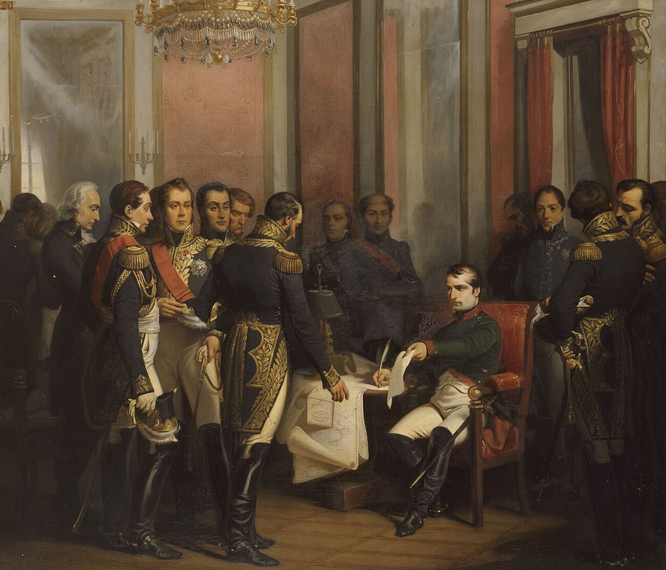 Abdication of Napoleon at Fontainebleau.