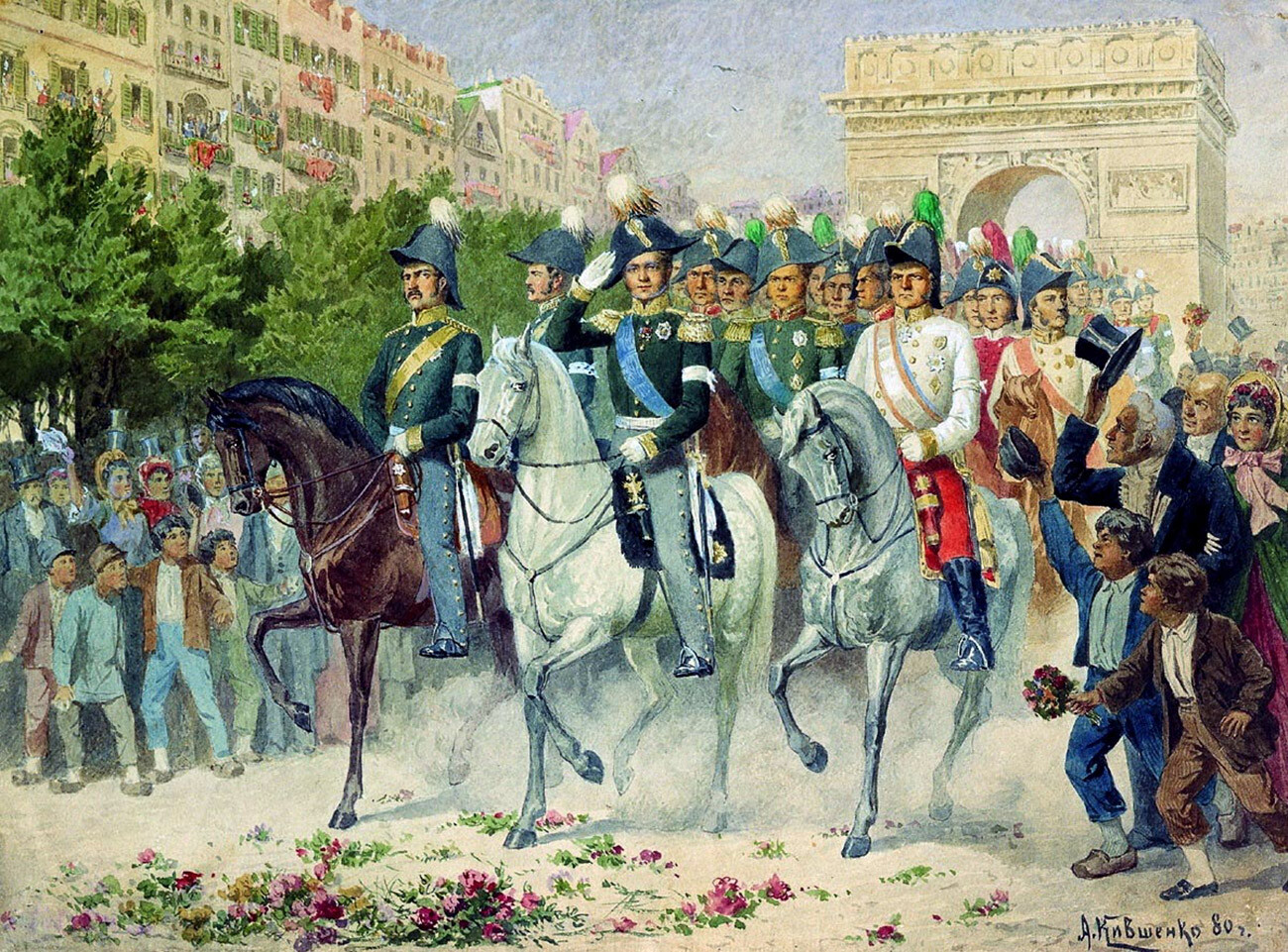 Las tropas rusas entran en París en 1814.