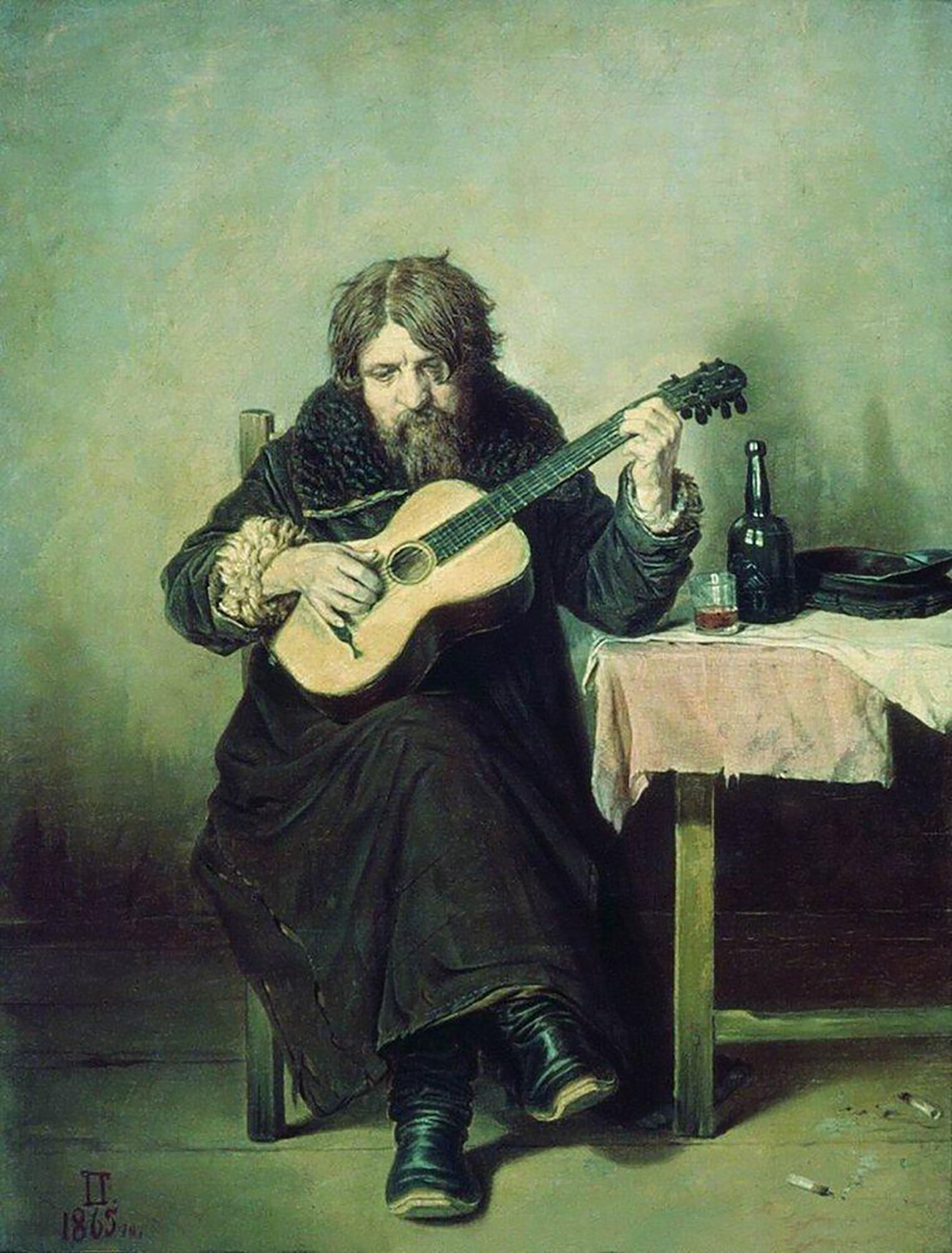 “Chitarrista solitario“, dipinto di Vasilij Perov (1834-1882)