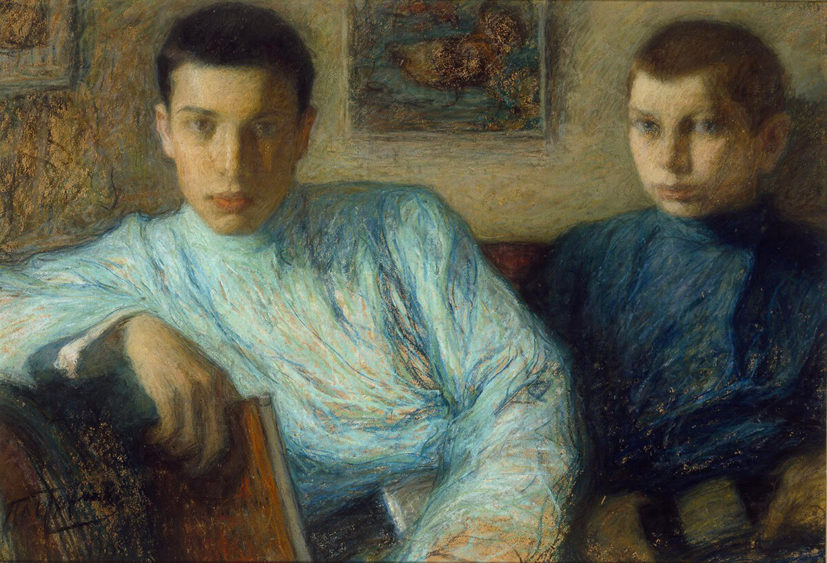 Borís (izquierda) y Alexánder Pasternak. Retrato de su padre, Leonid Pasternak.