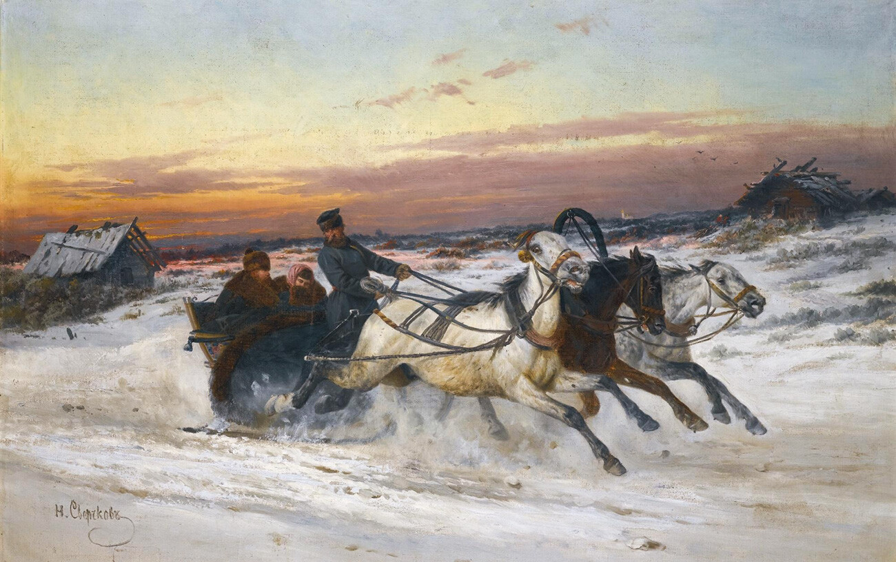 Troika no inverno. Nikolai Svertchkov.