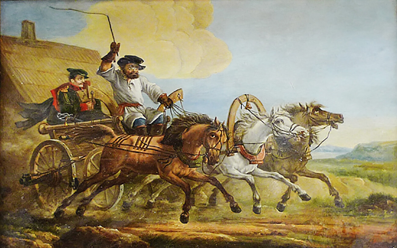 Cocheiro, não enxote os cavalos. Aleksandr Orlóvski, 1806.