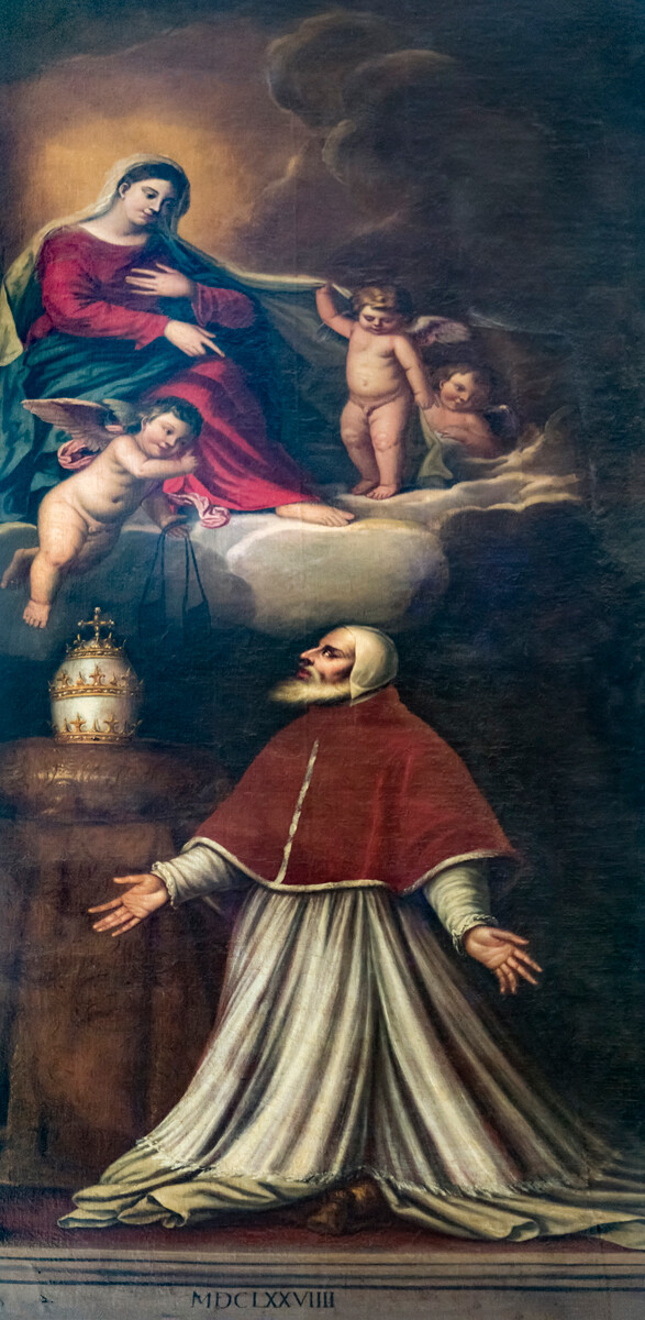 “Papa Giovanni XXII riceve lo scapolare”, dipinto del 1679 di Amedeo Enz, conservato a Venezia nella sala Capitolare della Scuola Grande dei Carmini