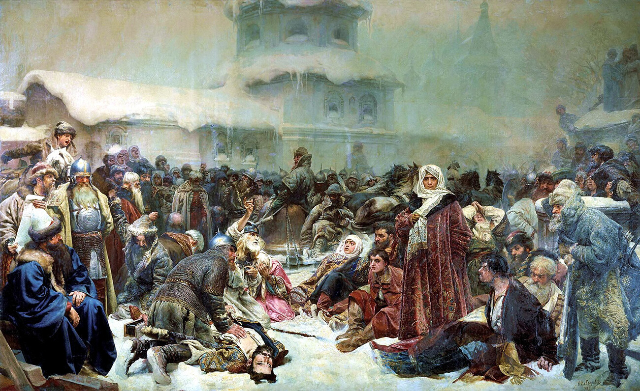 The taking away of the Novgorod Veche bell. Marfa Posadnitsa. 1889