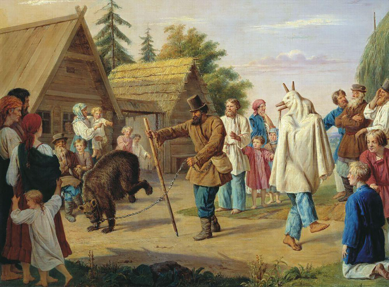 “Skomorokhs em uma aldeia”, de Franz Riess, 1857.

