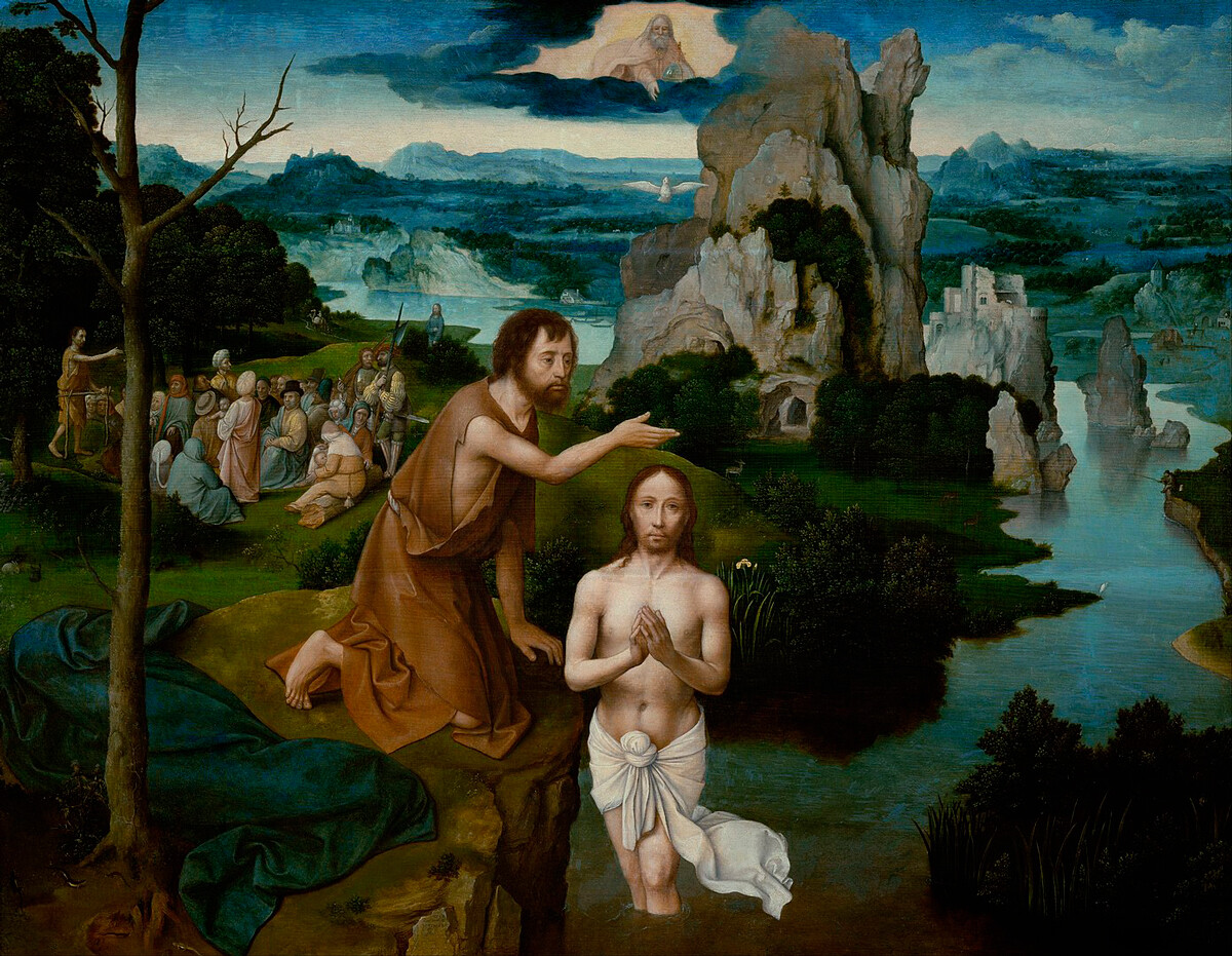'The Baptism of Christ,' c. 1515 by the Flemish Renaissance painter Joachim Patinir