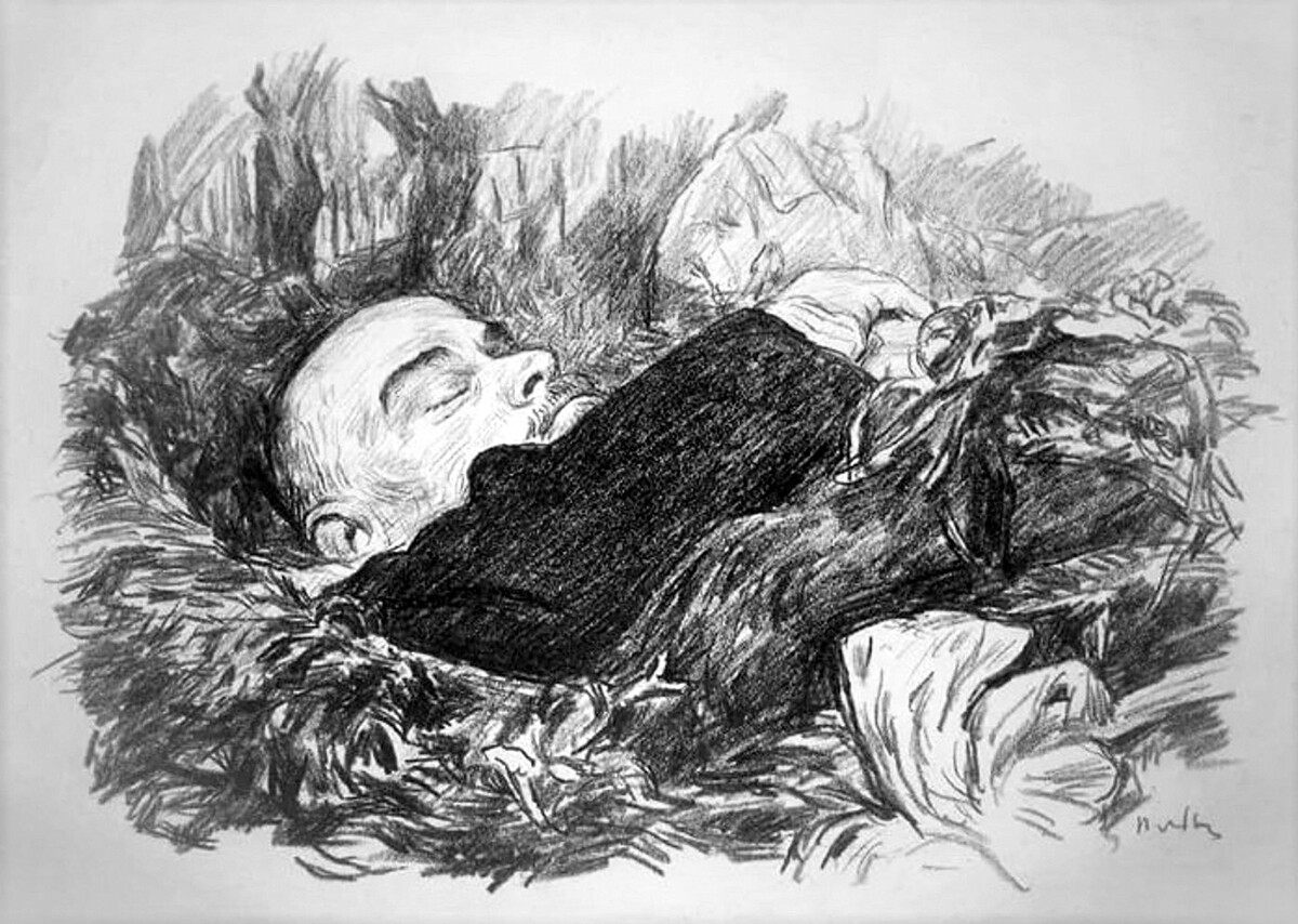 Lenin on his deathbed by Peter Lvov, 1924