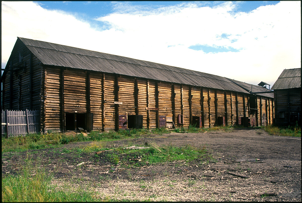  Ryazantsev Salt Works. Salt barn, Kama River facade. August 12, 2000