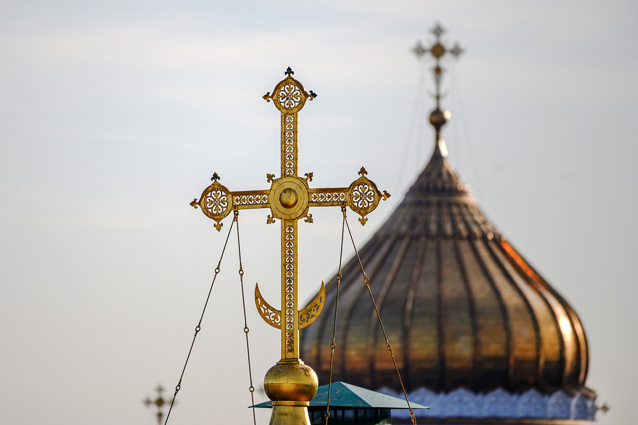 Dômes de la cathédrale du Christ-Sauveur à Moscou