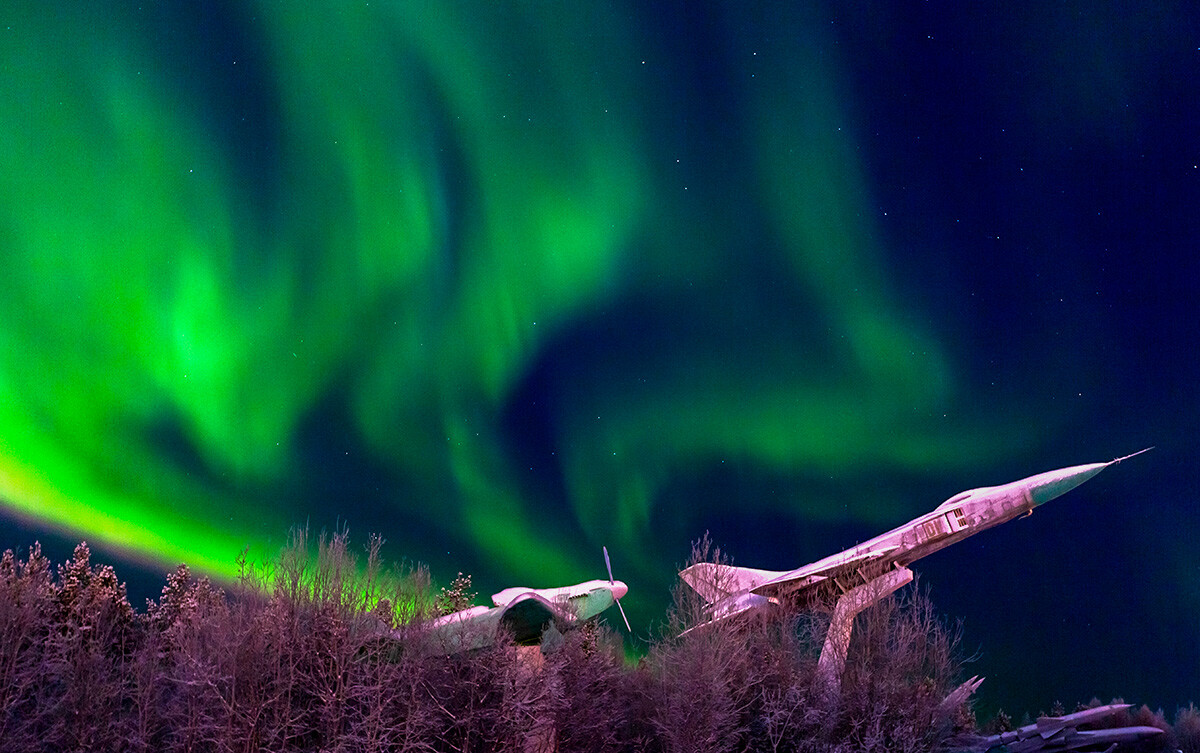 Auroras boreales en Múrmansk. 