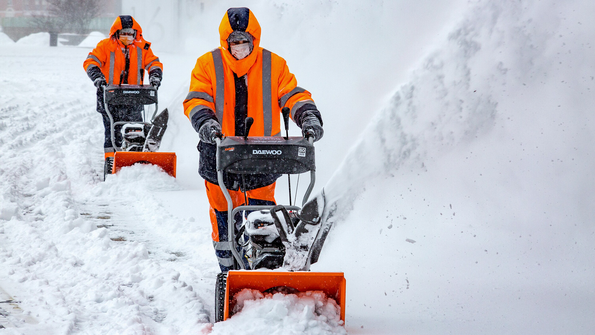 Removing snow from the streets of Moscow