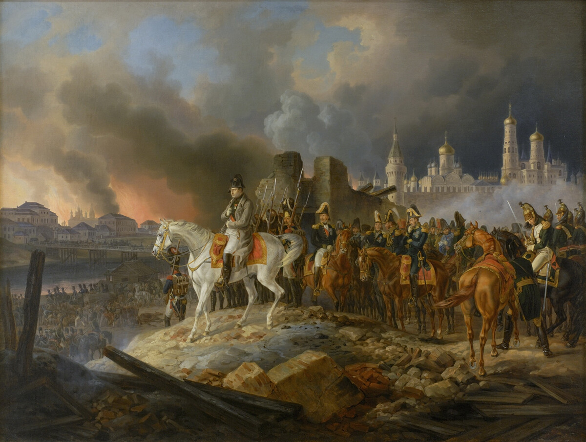 Albrecht Adam. Napoleón en el incendio de Moscú, 1841