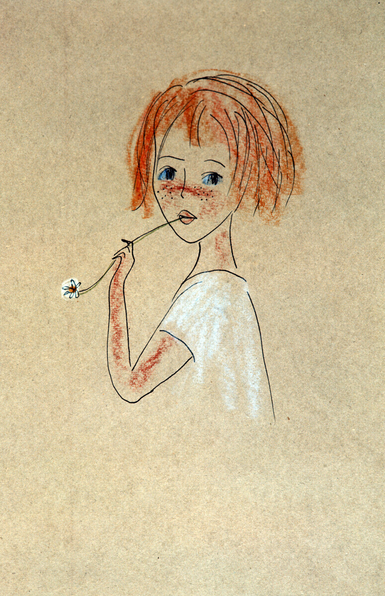 Reprodução da ilustração “Sardas”, feita por Nadia aos 14 anos