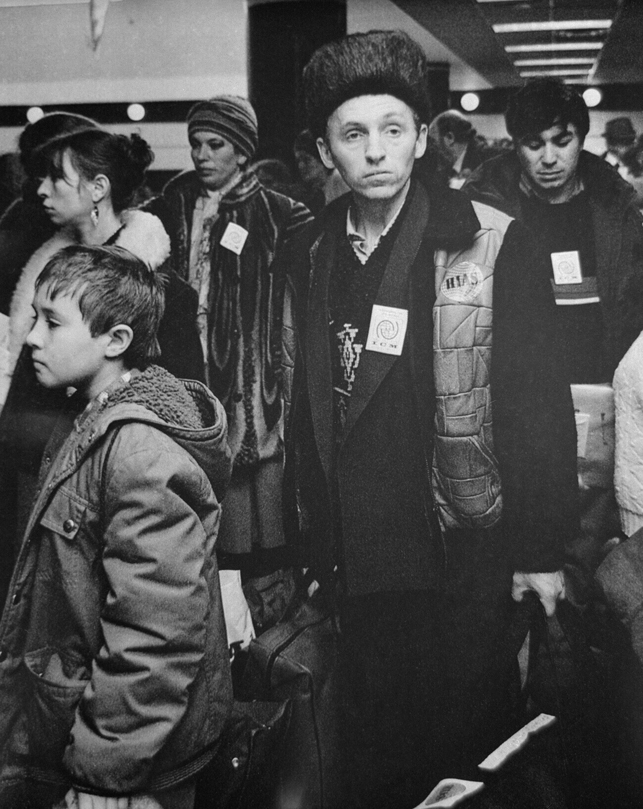 Emigrantes de la URSS en el aeropuerto de Tel-Aviv