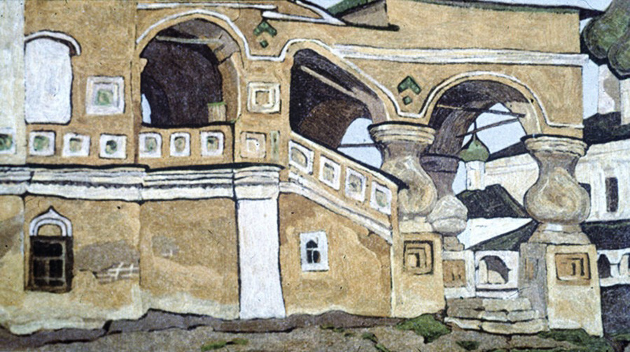 Nikolái Roerich. 'Úglich. Pórtico de la iglesia de San Juan Bautista', 1904.