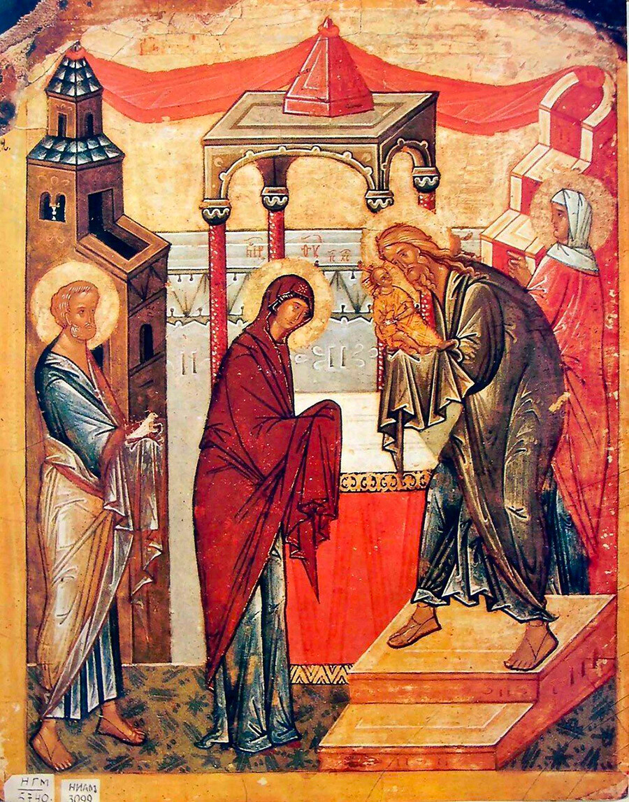 Purificación del Señor.. Icono. Novgorod, finales del siglo XV