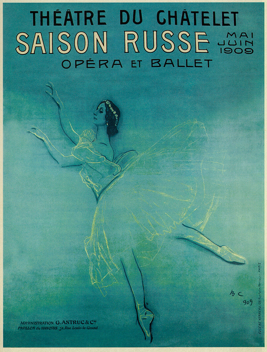 Valentin Serov. Advertising Poster for the Ballet dancer Anna Pavlova in the ballet Les sylphides by F. Chopin, 1909 