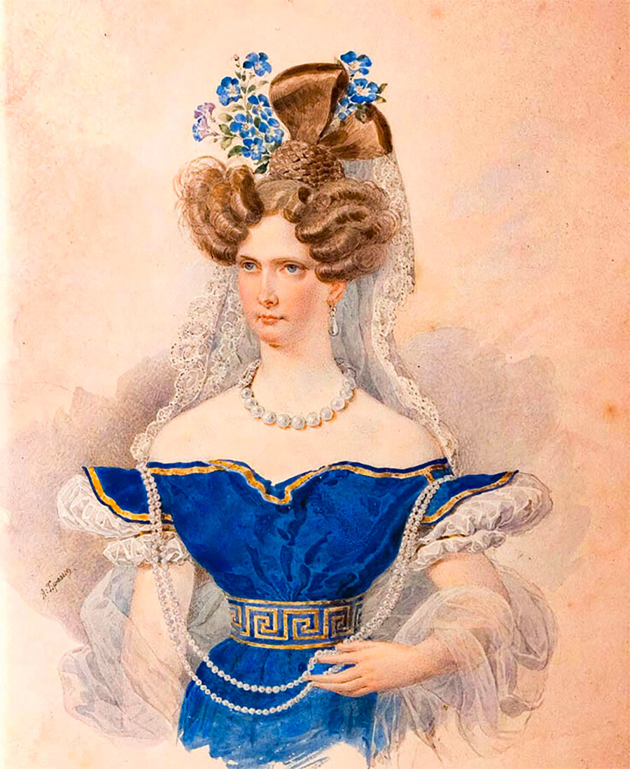 Empress Alexandra Fyodorovna, wife of Nicholas I, wearing an 