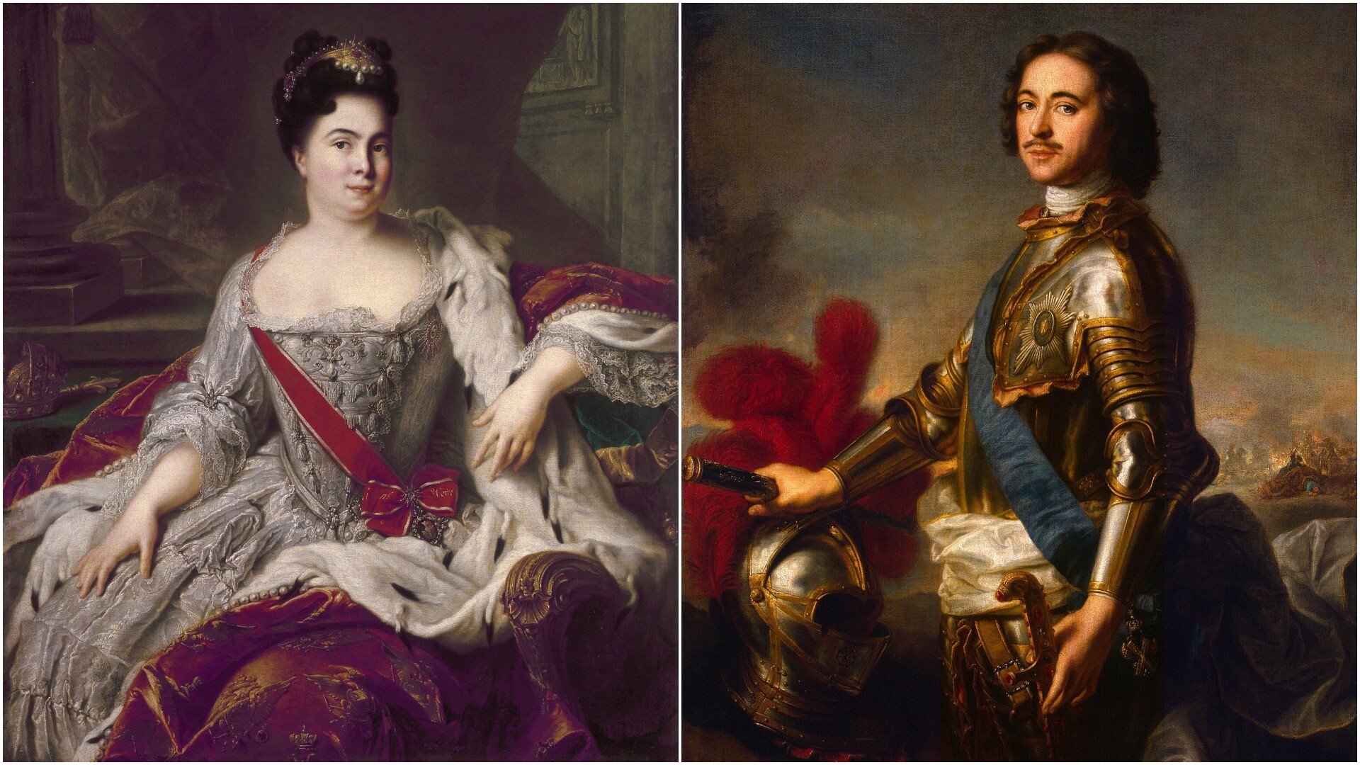 Portrait of Peter the Great by Jean-Marc Nattier, (1717); Portrait of Catherine I by Jean-Marc Nattier (1717) 