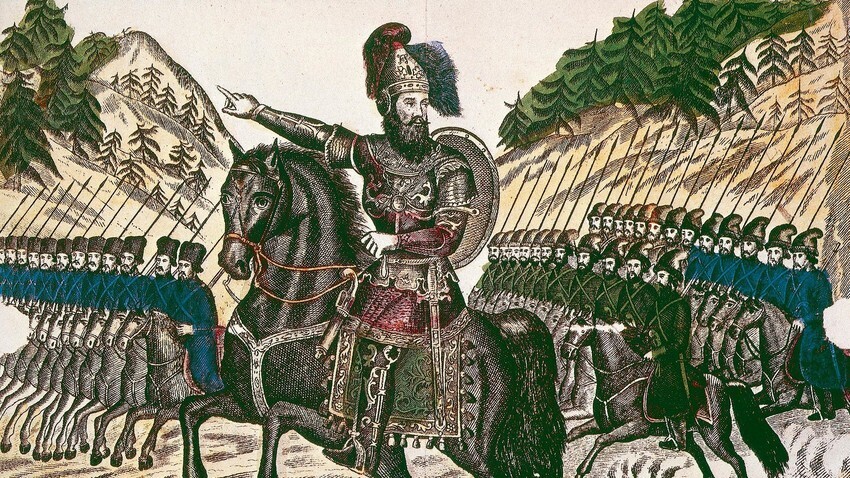 Yermak, cosaco Ataman, al frente de sus tropas 