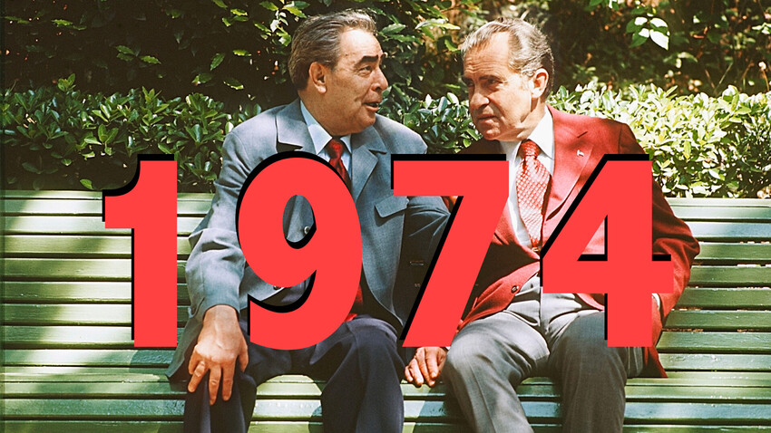 Leonid Brezhnev and Richard Nixon in Yalta, Crimea