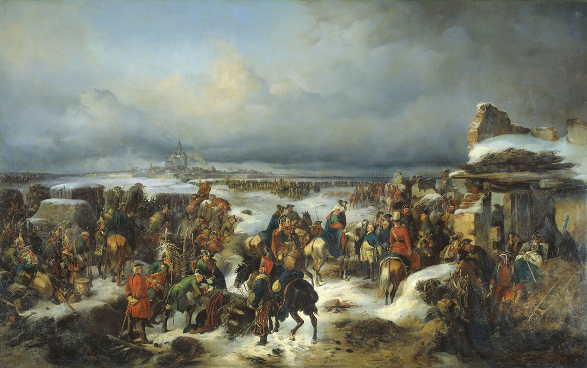 Caída de la fortaleza de Kolberg en 1761 (Guerra de los Siete Años) ante las tropas rusas.
