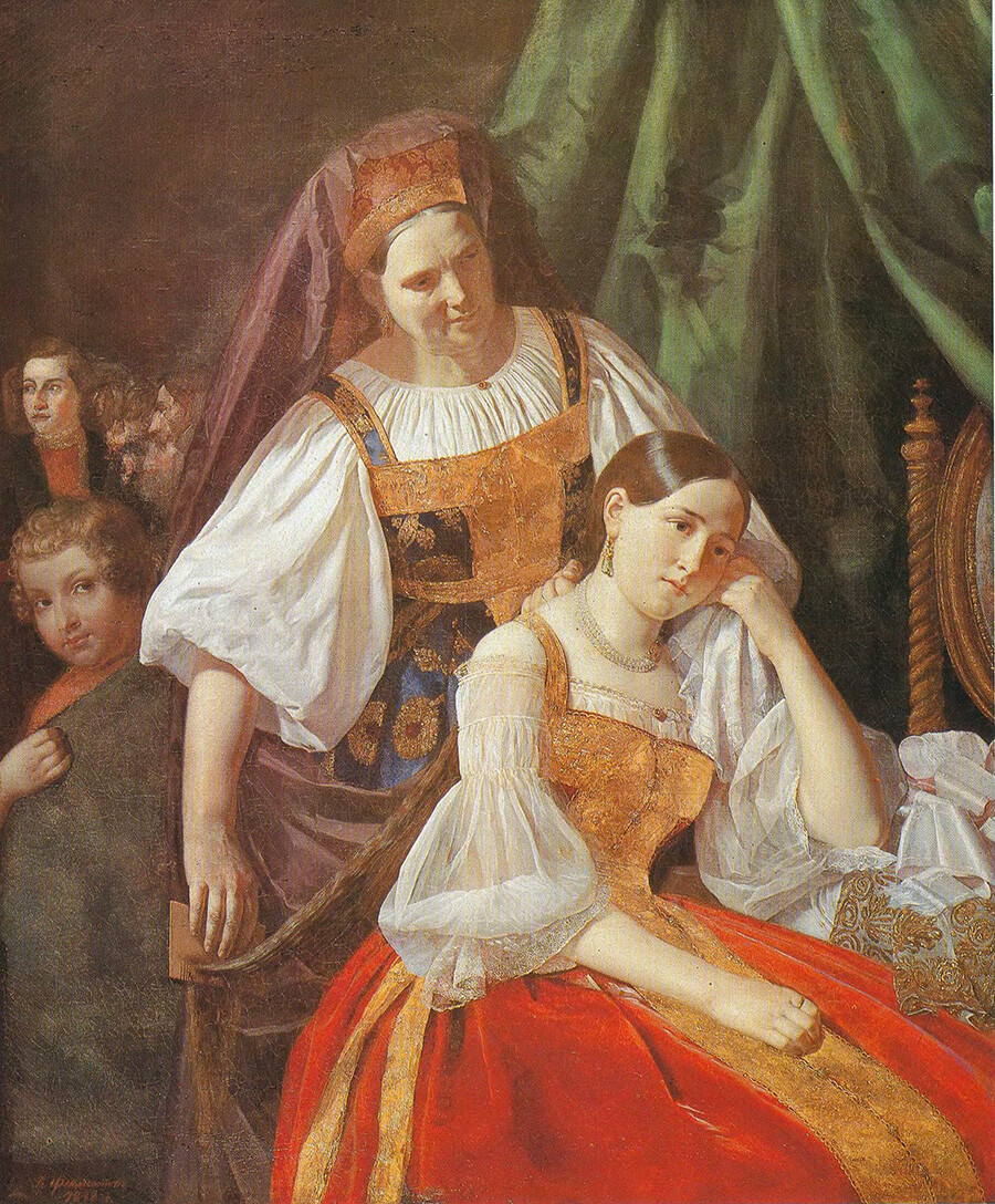 В. Е. Феклистов «Приготовление невесты к венцу» (1848).