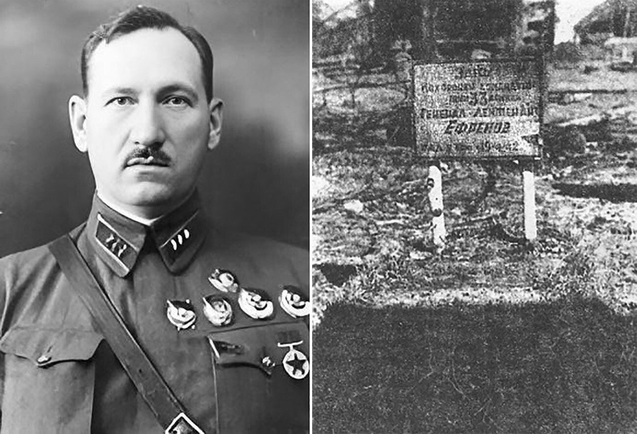 Mihail Grigorjevič Jefremov (1897. — 1942.); njegov grob u selu Slobodka u Smolenskoj oblasti 