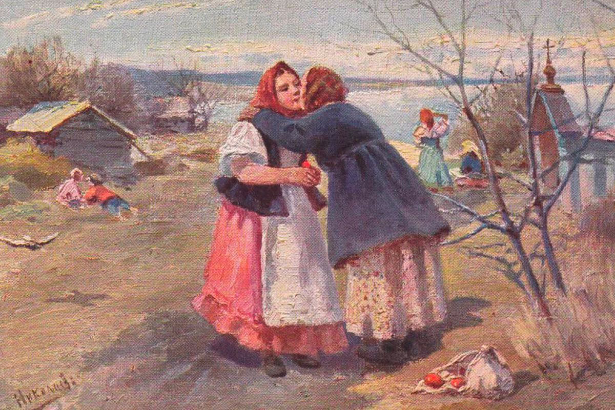 A Russian Easter postcard, 19th century