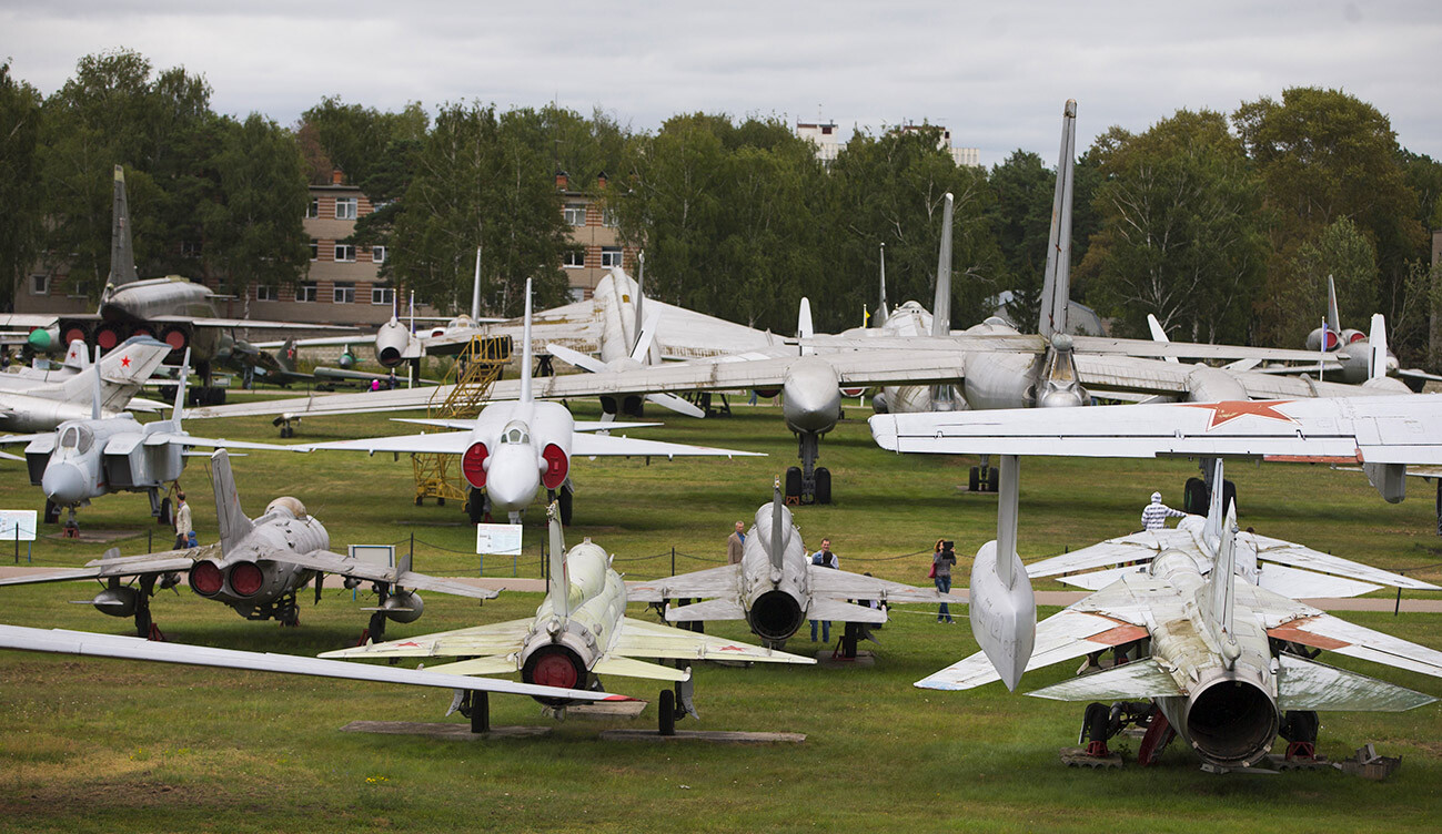 Aviones expuestos en el Museo Central de la Fuerza Aérea de Rusia.