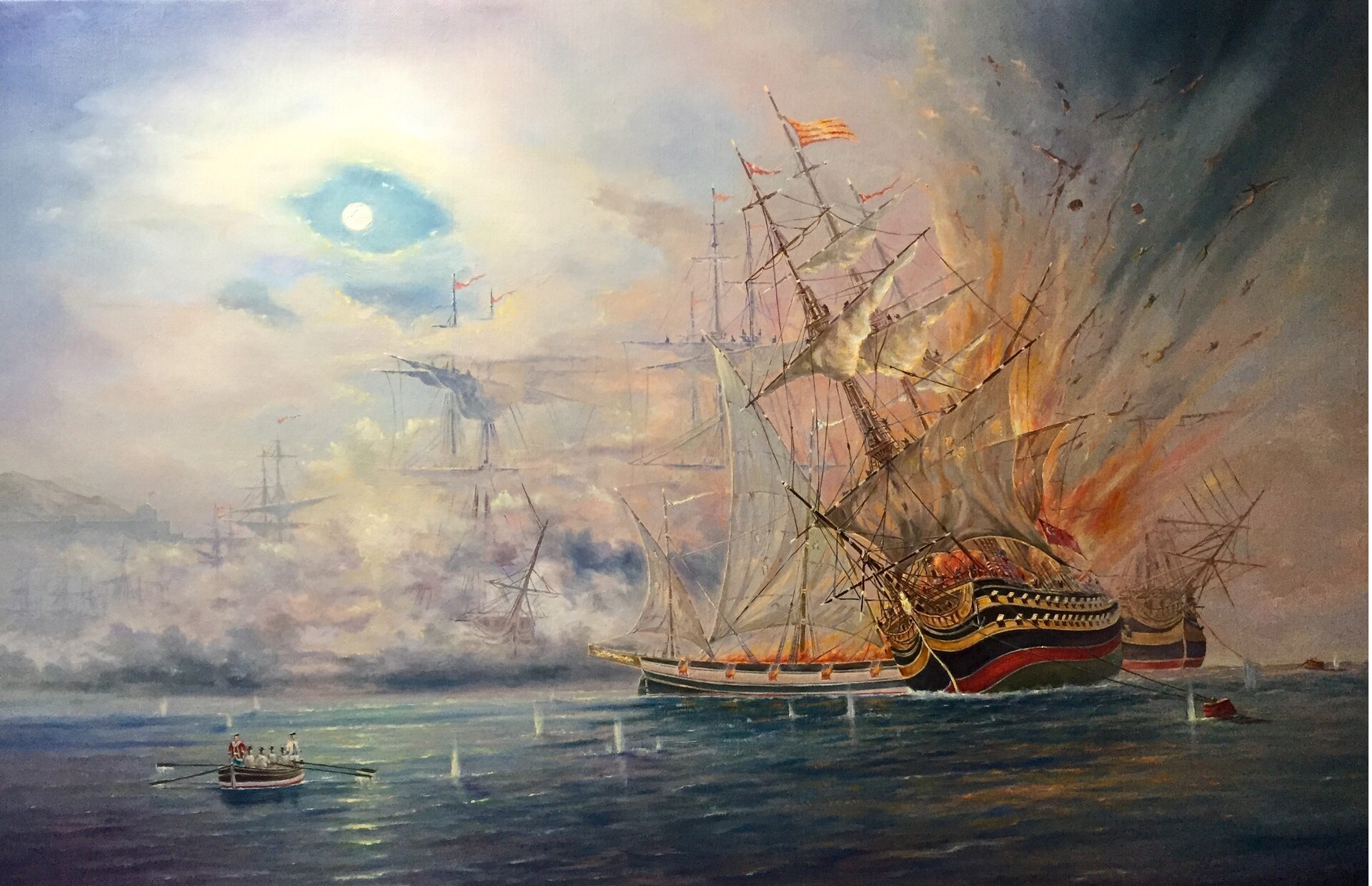 'La batalla de Chesma' por Vladímir Kósov.