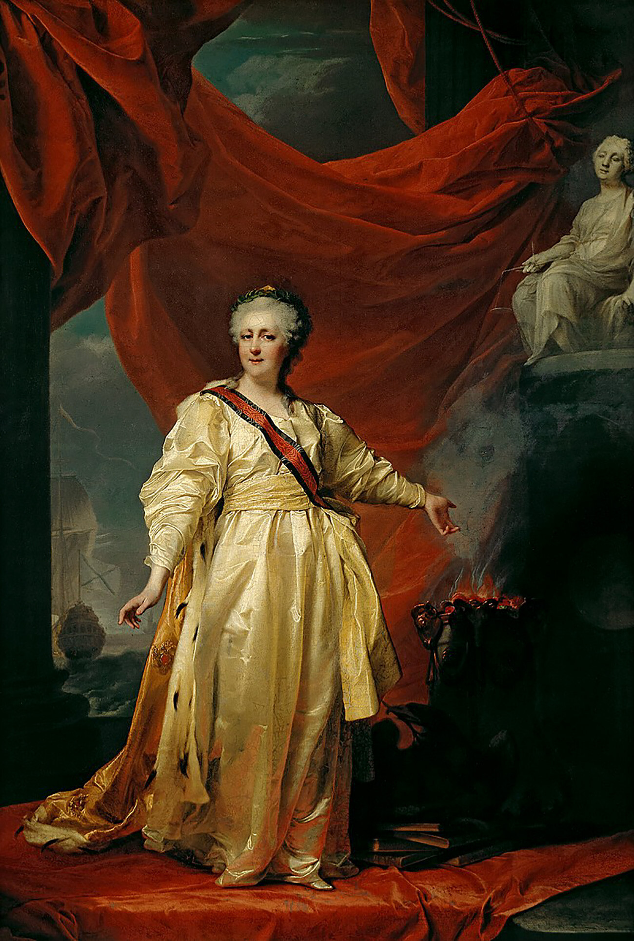 Retrato de Catarina 2ª como a legisladora no templo dedicado à deusa da justiça, por Dmítri Levítski, 1780.