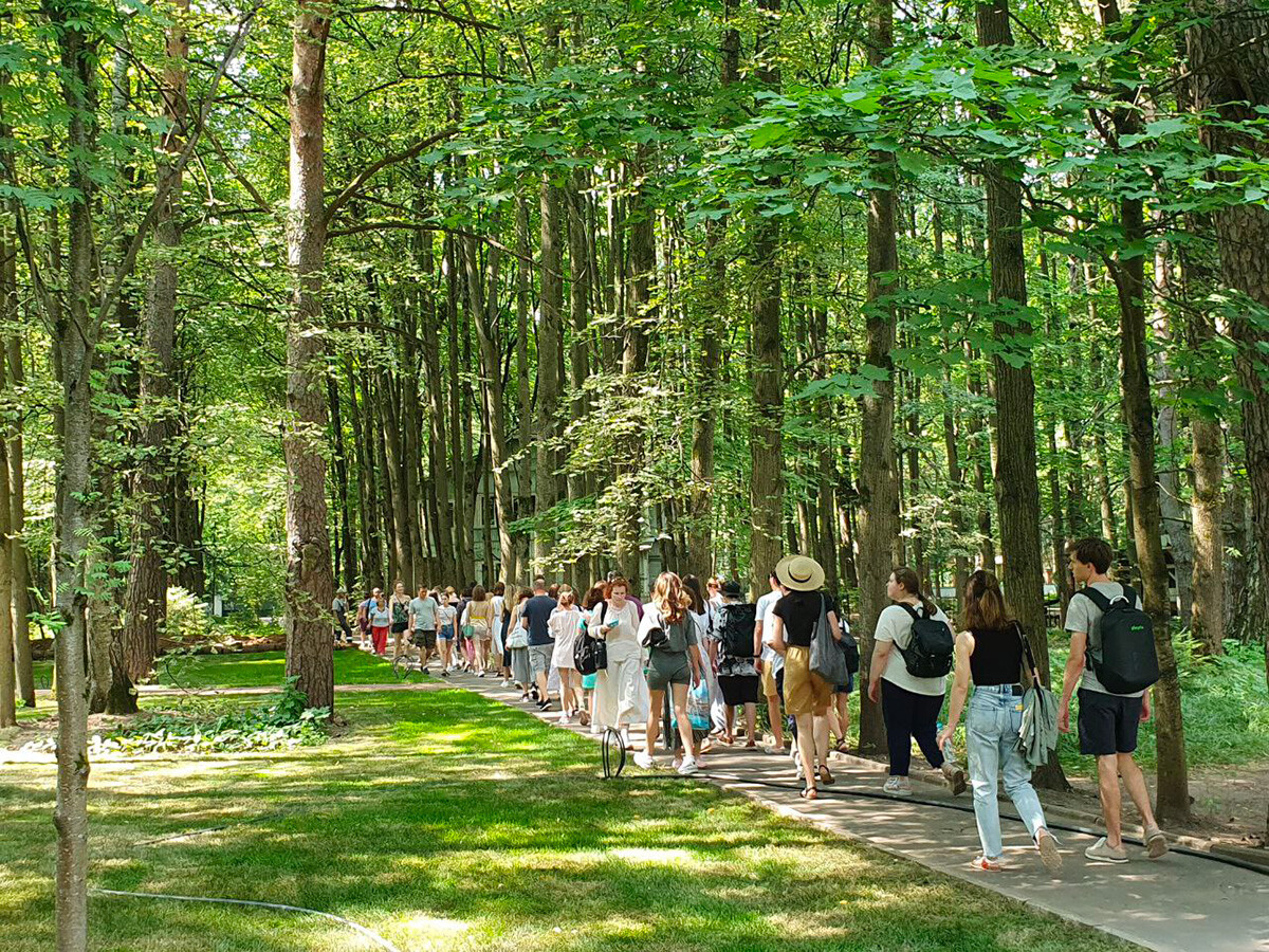 Una passeggiata nella foresta. Nei giorni festivi moltissimi moscoviti si recano qui in cerca di relax