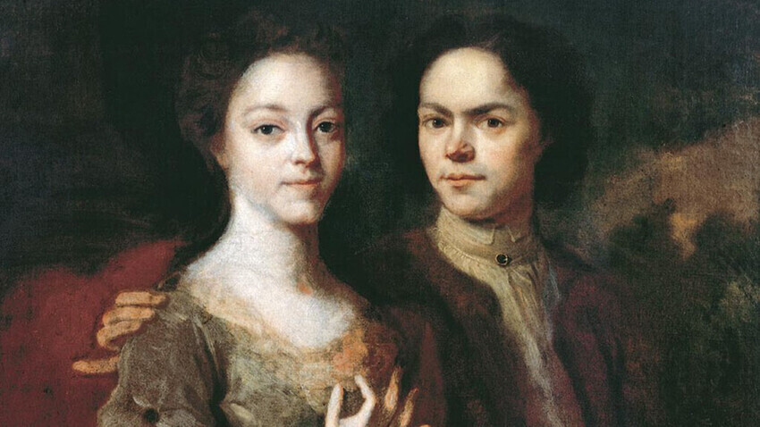 Autorretrato con sua esposa. Andrei Matvéiev, 1729

