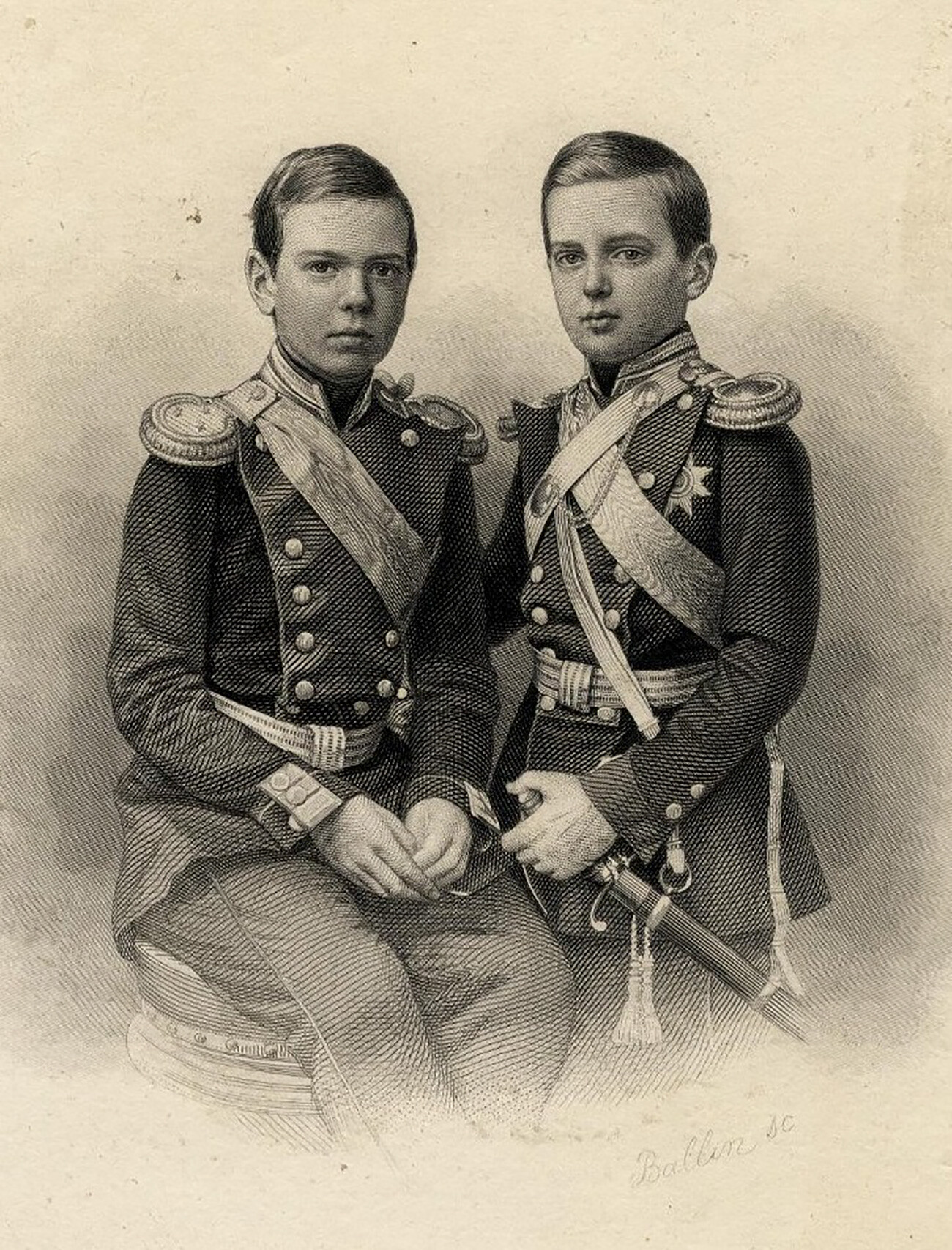 Le prince Alexandre Alexandrovitch (à gauche) avec son frère Nicolas