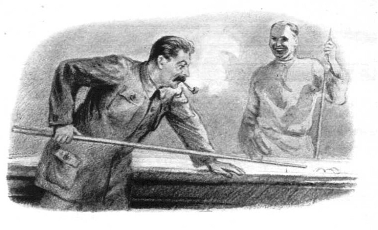Iósif Stalin jugando al billar ruso