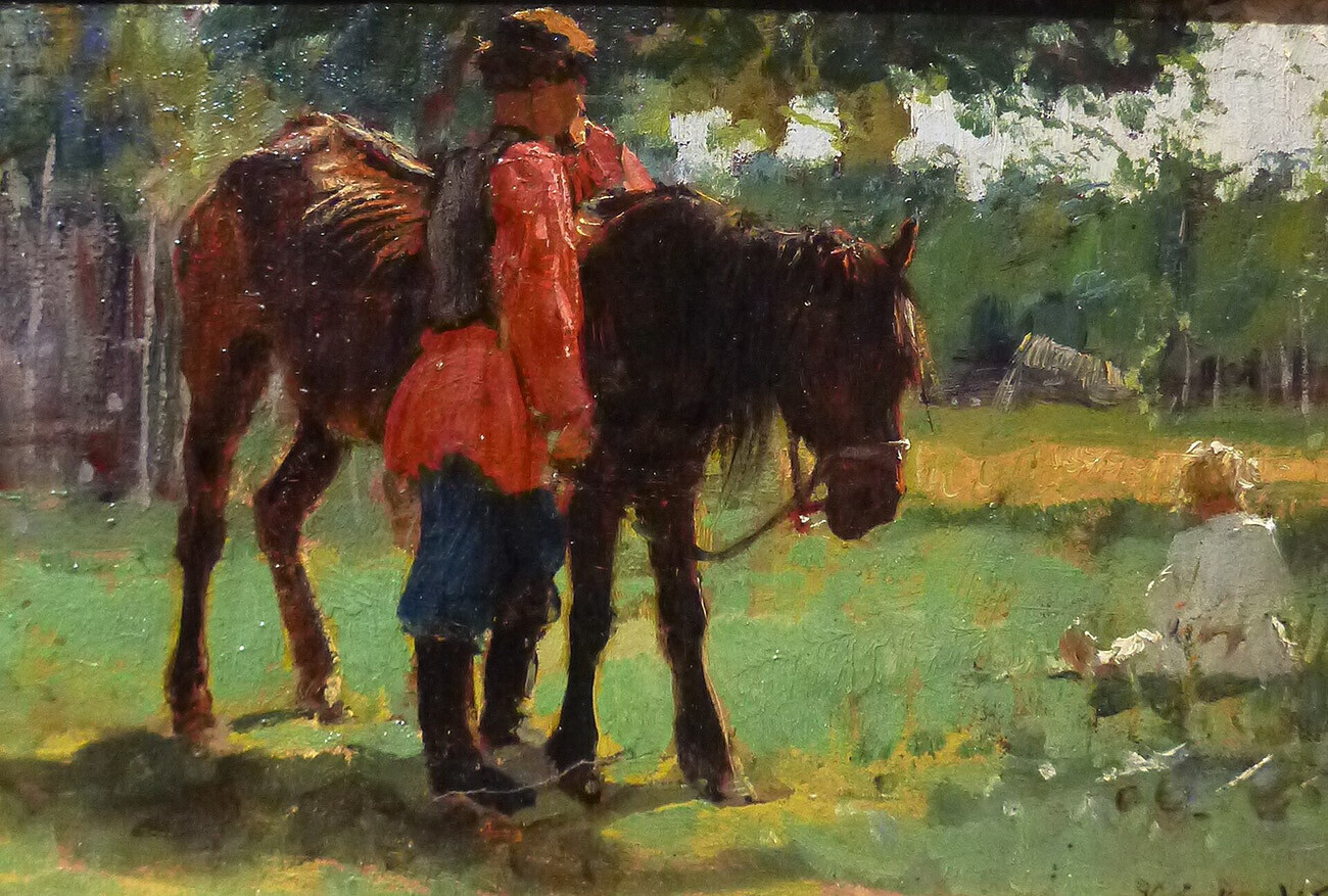“Camponês com cavalo”, Konstantin Savítski, 1883
