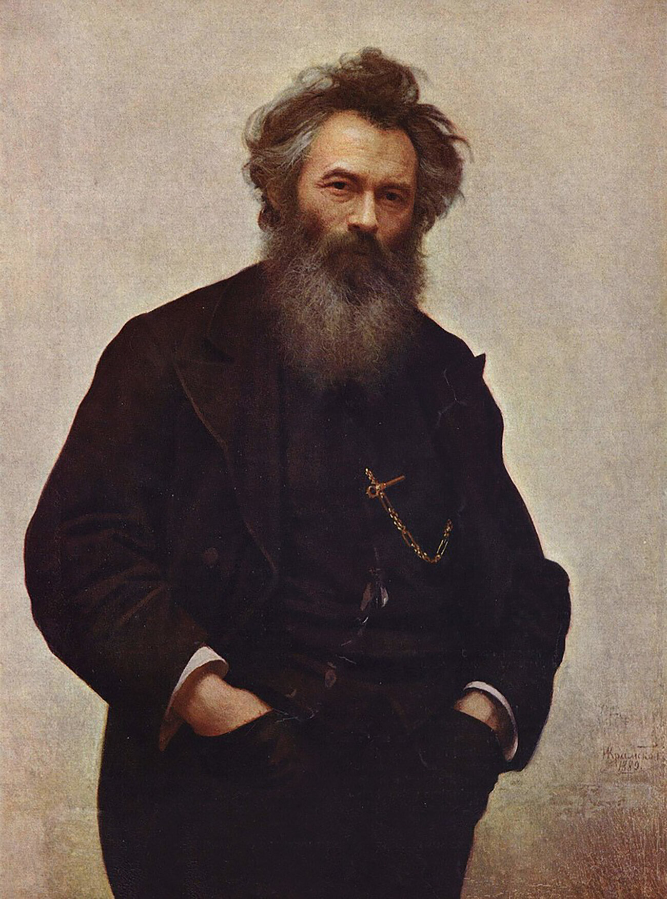 Retrato do artista I.I. Chíchkin. 1880. Feito por Ivan Kramskoi