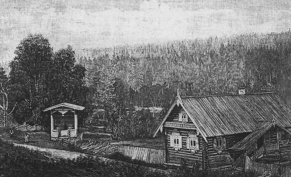 El pueblo de Dvortsí (ahora Aguas Marciales) a finales del siglo XIX.