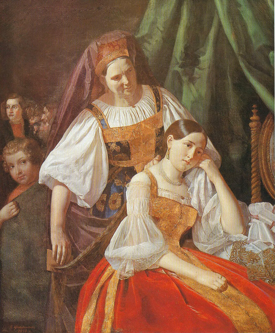 “Preparação da noiva para o casamento”, de V. E. Feklistov, 1848