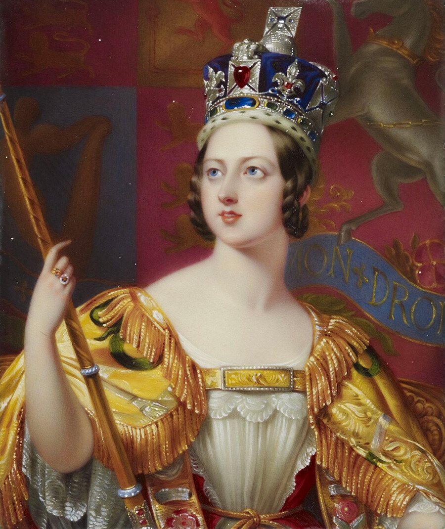 Retrato de Estado da Rainha Vitória, de George Hayter (detalhe), 1838
