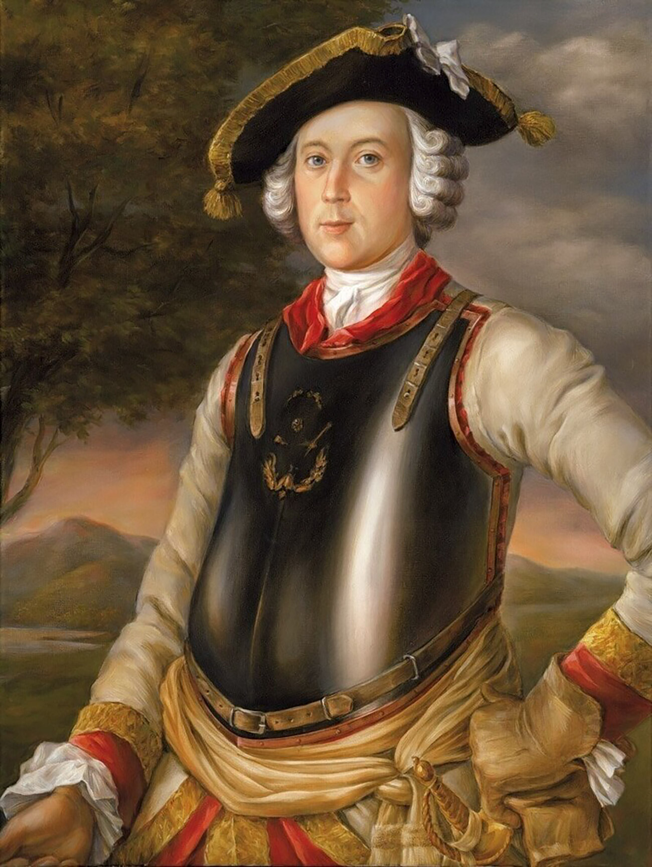 Portrait du baron Münchhausen en tenue de cuirassier