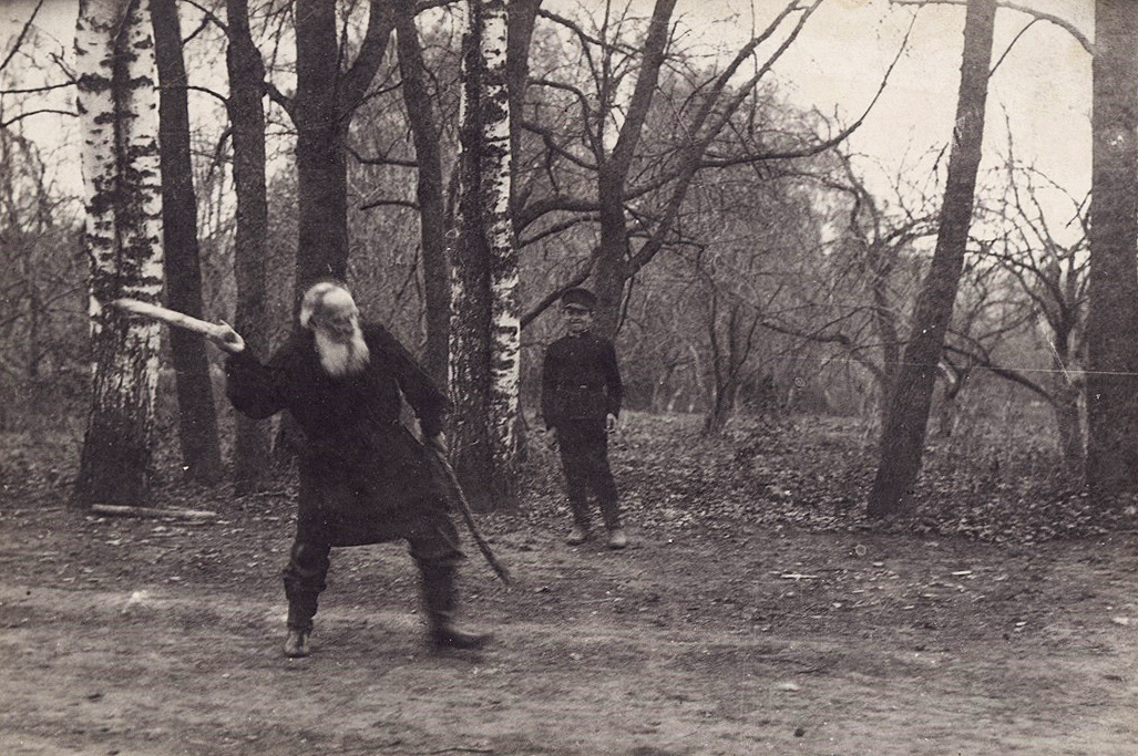 Leo Tolstoy playing 'gorodki'