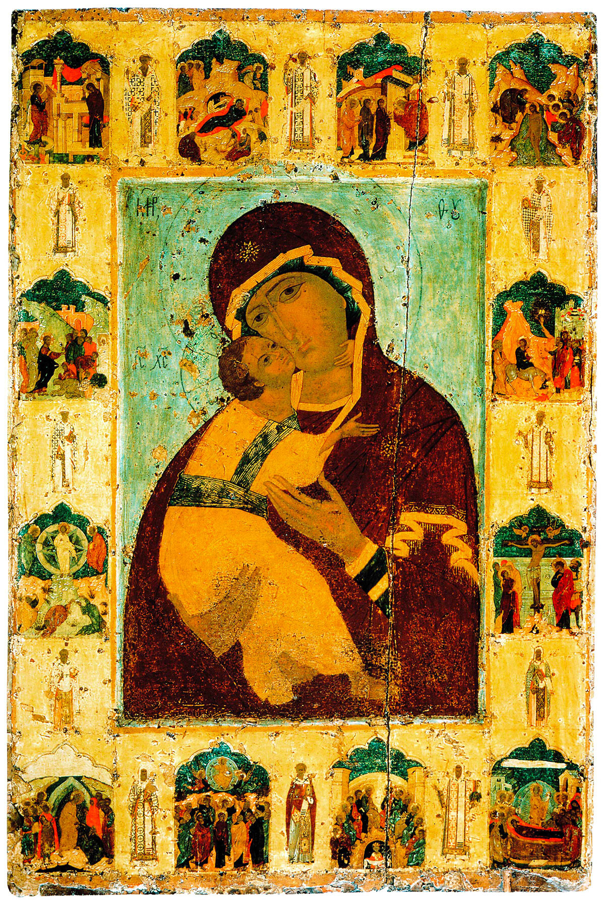 Our Lady of Vladimir with Gospel feasts on the margins, 1514 
