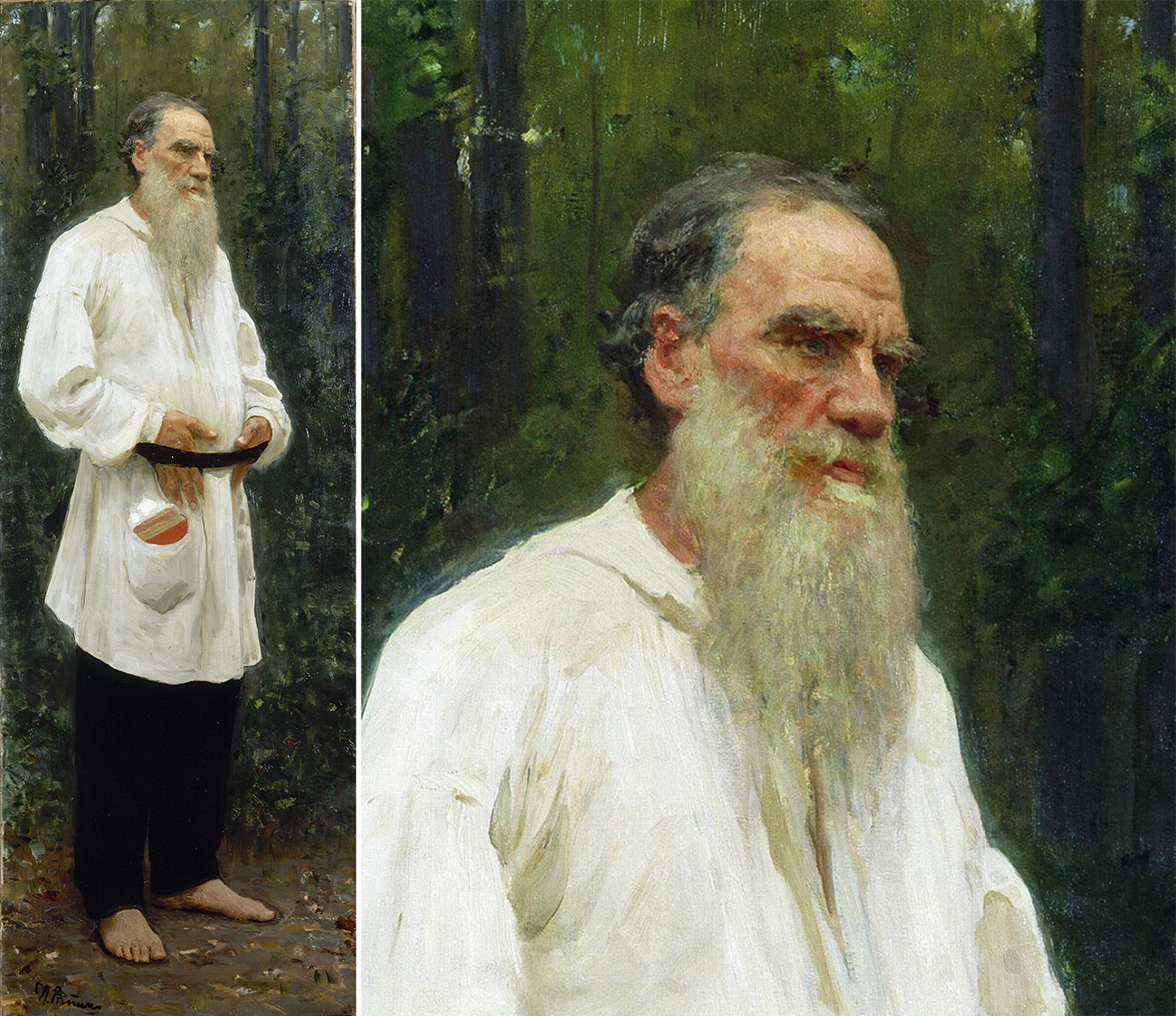 Ilia Répine. Léon Tolstoï pieds nus, 1901