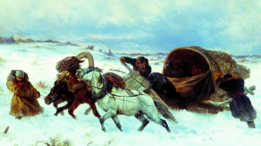 "Troika no inverno", Nikolai Svertchkov, 1883.