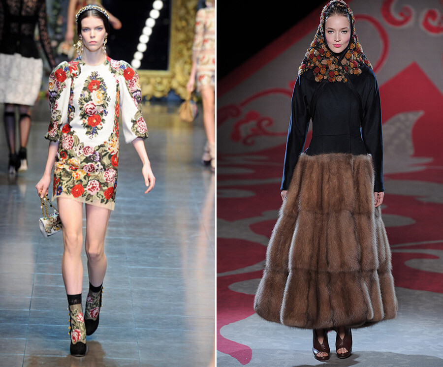 El desfile de Dolce & Gabbana durante la Semana de la Moda de Otoño 2012 en Milán (I), Ulyiana Sergeienko - Pasarela Couture Otoño Invierno 2012 (D).